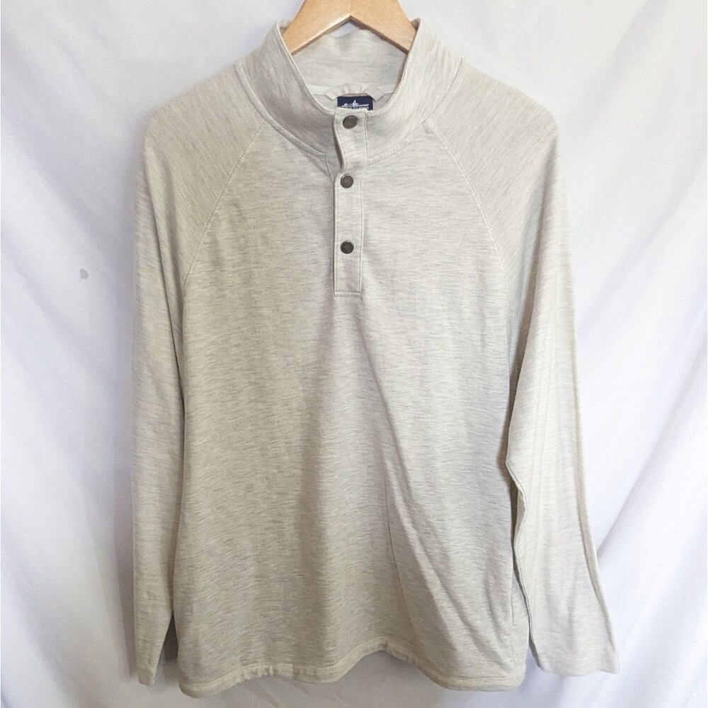 Mens Charles River Cream/ Gray Large Pullover w/Pockets Grandpa Core